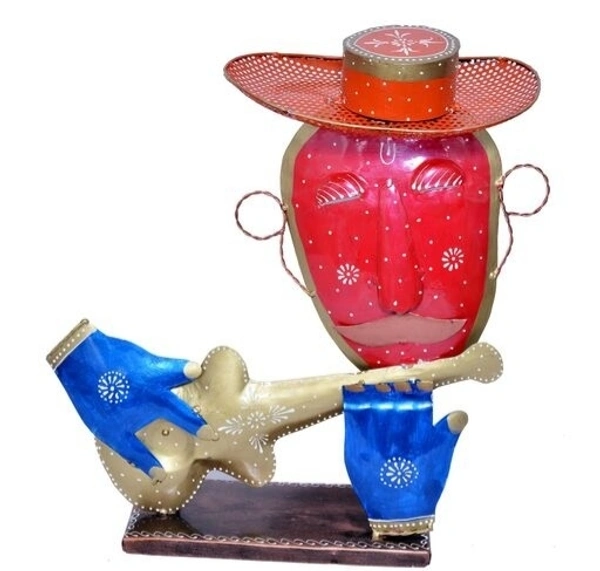 Handmade Resin & Iron material showpiece for Home decor / Tabletop Decor/ Centre piece for Room , Living Room - Red & Blue, Iron