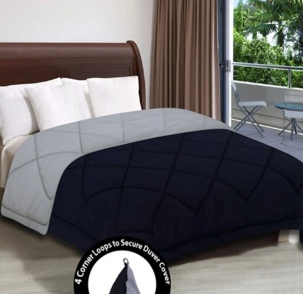 GSM Royal Reversible Single Bed AC Comforter / Duvet/ Rajai/ Quilt/ Dohar 60×90 inch(Blue & Gray) - Blac & Gray