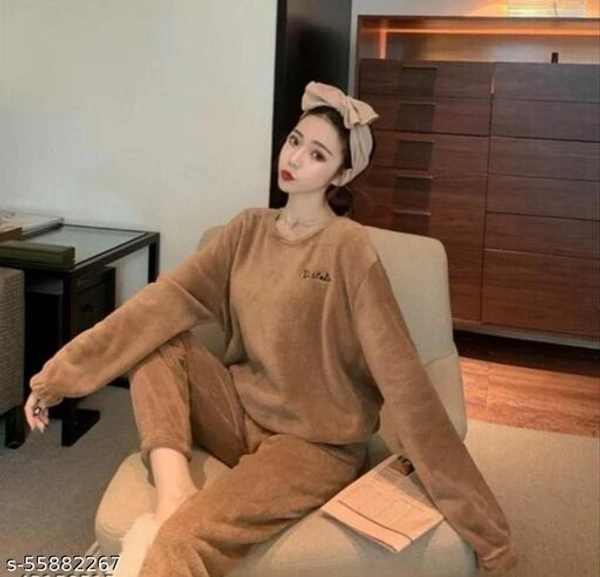 Women Winter WearNight Suit, Very Soft Fur Fleece - XL, Wool, Multipack1