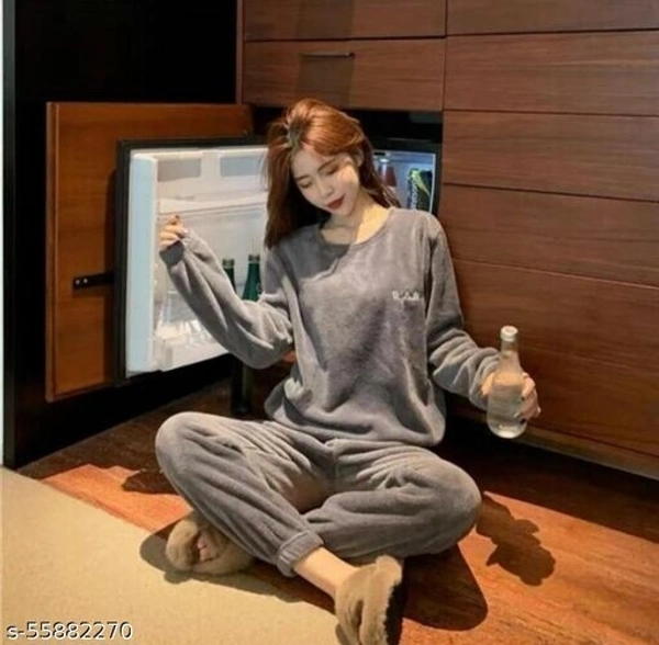 Women Winter WearNight Suit, Very Soft Fur Fleece - XL, Wool, Multipack1