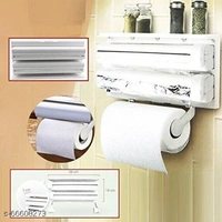 Kitchen Triple Paper Dispenser and Kitchen Tissue Holder /Cling Wrap 3 In 1 Modern Kitchen Roll Dispencer - Holder