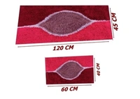 Cotton Antislip Floor Rug for bedroom /Kitchen /Bed side Runner Pack of 2 pcs - Red