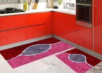 Cotton Antislip Floor Rug for bedroom /Kitchen /Bed side Runner Pack of 2 pcs - Red