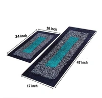 Cotton Antislip Floor Rug for bedroom /Kitchen /Bed side Runner Pack of 2 pcs - Blue