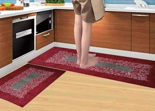 Cotton Antislip Floor Rug for bedroom /Kitchen /Bed side Runner Pack of 2 pcs - Marron