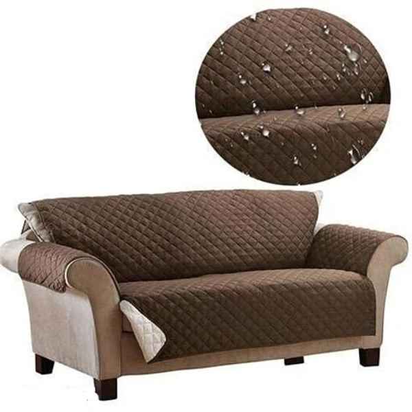 Dual Colour 2 Seater Reversable Sofa Set Cover with Set Of 4 Pieces. - Brown