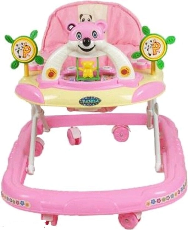 Adjustable Ultra Soft Seat Cycle Baby Walker With Musical toy Bar Rattles and Activity Toy Panda in pink Colour -