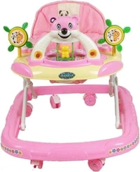 Adjustable Ultra Soft Seat Cycle Baby Walker With Musical toy Bar Rattles and Activity Toy Panda in pink Colour -