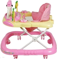 Adjustable Ultra Soft Seat Cycle Baby Walker With Musical toy Bar Rattles and Activity Toy Panda in pink Colour -