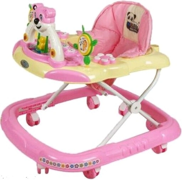 Adjustable Ultra Soft Seat Cycle Baby Walker With Musical toy Bar Rattles and Activity Toy Panda in pink Colour -
