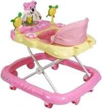 Adjustable Ultra Soft Seat Cycle Baby Walker With Musical toy Bar Rattles and Activity Toy Panda in pink Colour -