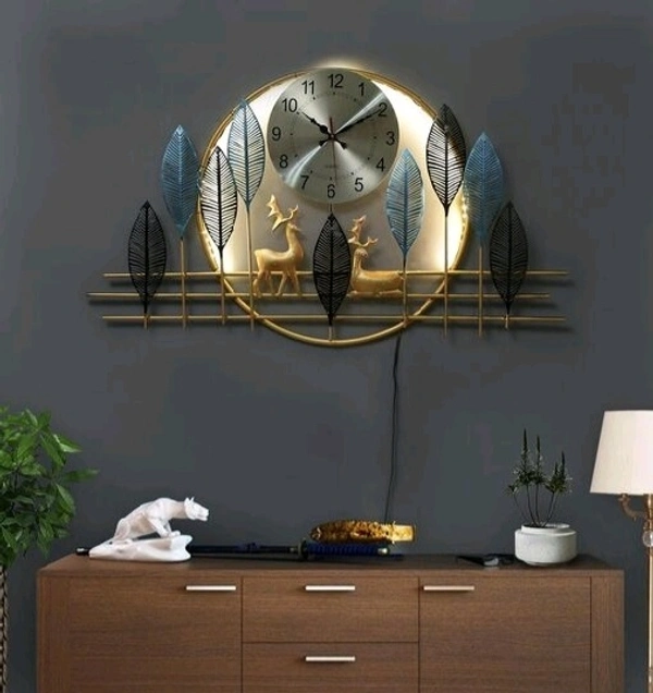 Metal Dear Wall Clock with LED Light 42 inch long for Living room/Office /Guest Room suitable for all Purpose