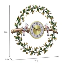 Fancy Metal Love birds Circle Wall Clock with LED 30 inch long for Living room/Office for all Purpose