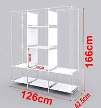 Non Woven Collapse Wardrobe 8 Shelf 3 Doors portable Folding Cabinet - Gray