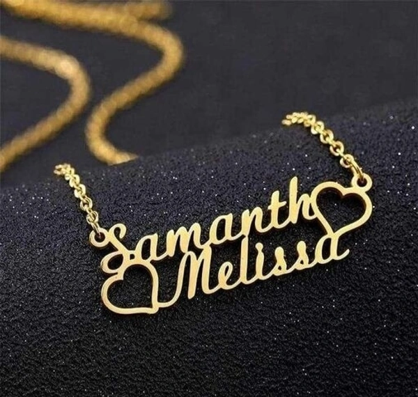 Customized Non Adjustable Gold Plated Personalized Customized Pendant Chain Necklace For Women and ladies - Cursive