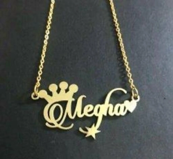 Élite Man Brass & Copper Gold Plated Personalized Customized Pendant Chain Necklace For Women and Girls - Crown