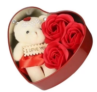 Roses and TeddyBear with Heart Shape Beautiful Box perfect Valentin Gift for His/Her ,Kids, Parents For Everyone - RED