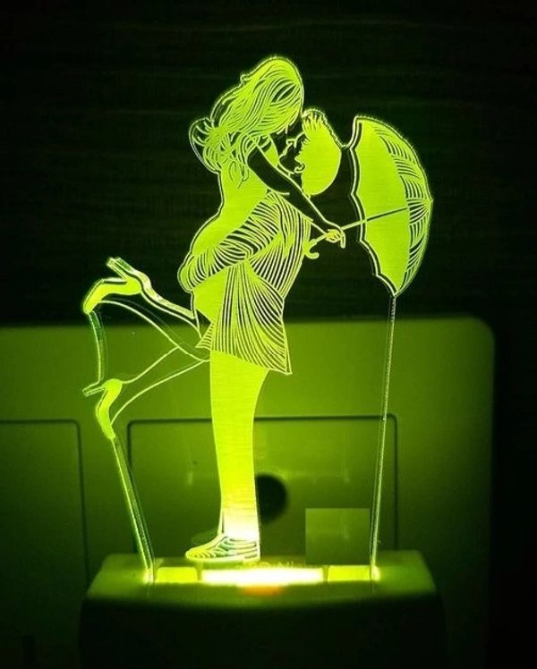 Love Couple with 3D Illusion Night Lamp fir Home Decoration For Bed Room Decoration lightning Gifts Perfect for Valentine/Girl Friend /Boy Friend - love Couple with Umbrella