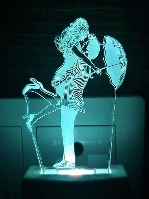 Love Couple with 3D Illusion Night Lamp fir Home Decoration For Bed Room Decoration lightning Gifts Perfect for Valentine/Girl Friend /Boy Friend - love Couple with Umbrella