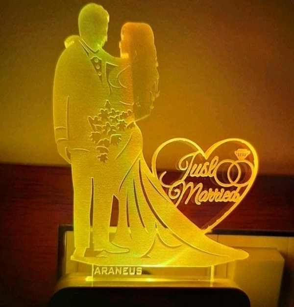 Love Couple with 3D Illusion Night Lamp fir Home Decoration For Bed Room Decoration lightning Gifts Perfect for Valentine/Girl Friend /Boy Friend - Couple with Heart