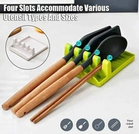 Modern Plastic Spatula / Cutlery holder with 4 slots Spoon Rests Mat Stand Heat Resistant Cooking Spatula Holder Tray
