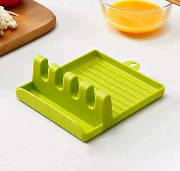 Modern Plastic Spatula / Cutlery holder with 4 slots Spoon Rests Mat Stand Heat Resistant Cooking Spatula Holder Tray