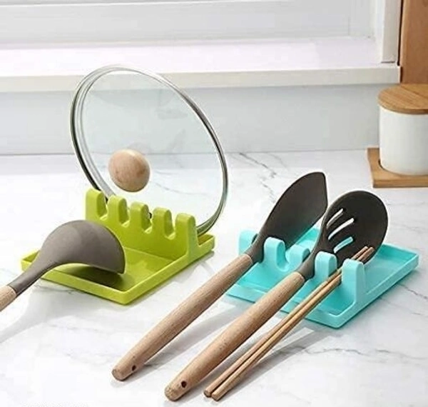 Modern Plastic Spatula / Cutlery holder with 4 slots Spoon Rests Mat Stand Heat Resistant Cooking Spatula Holder Tray