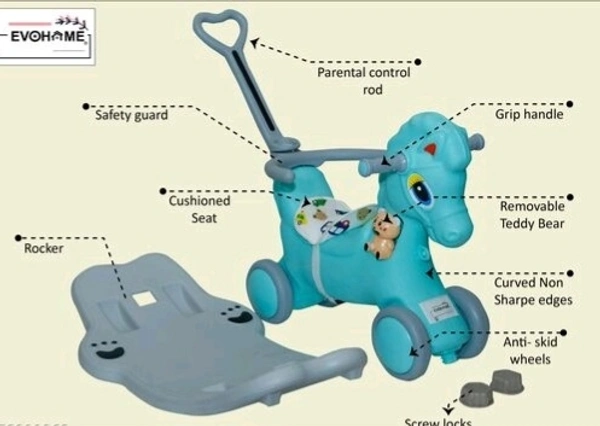 DLX Horse Ride -on Musical Toy Rockers for Kids Rockers Indoors and Outdoors - Sea Green