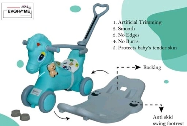 DLX Horse Ride -on Musical Toy Rockers for Kids Rockers Indoors and Outdoors - Sea Green