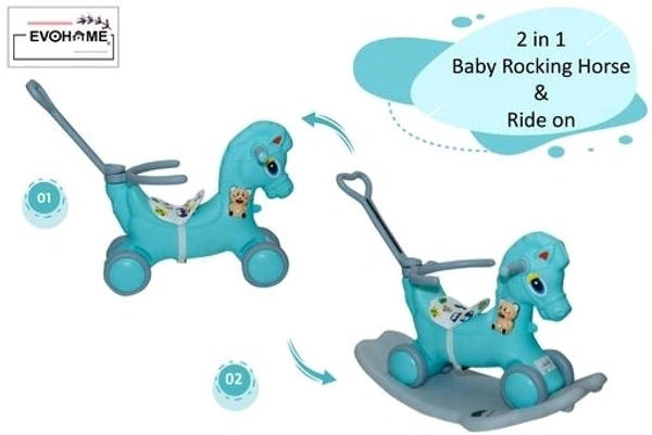 DLX Horse Ride -on Musical Toy Rockers for Kids Rockers Indoors and Outdoors - Sea Green