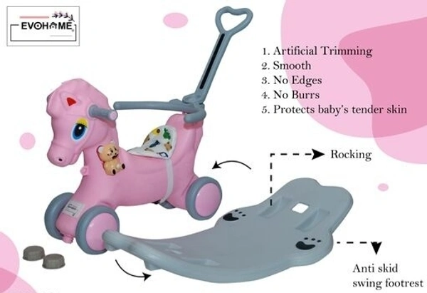 DLX Horse Ride -on Musical Toy Rockers for Kids Rockers Indoors and Outdoors - Pink