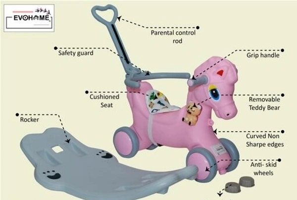 DLX Horse Ride -on Musical Toy Rockers for Kids Rockers Indoors and Outdoors - Pink
