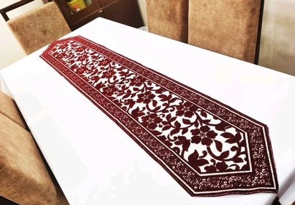 Groki Green Cotton Designer Table runner For Home /Hotel/Party/ Wedding All purpose - Marroon