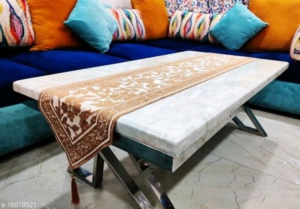 Groki Green Cotton Designer Table runner For Home /Hotel/Party/ Wedding All purpose - Beige