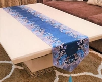 Groki Cotton table Runner ( Brown_16*72 Inch ) - Blue