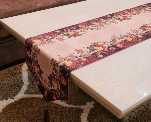 Groki Cotton table Runner ( Brown_16*72 Inch ) - Blue