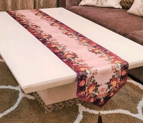 Groki Cotton table Runner ( Brown_16*72 Inch ) - Blue