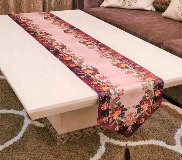 Groki Embroidery Cotton Table Runner for Party /Wedding 16*72 inch/ Home Decoration - Brown, Embroidery