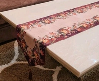 Groki Embroidery Cotton Table Runner for Party /Wedding 16*72 inch/ Home Decoration - Brown, Embroidery