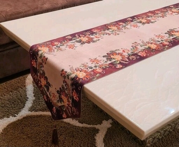 Groki Embroidery Cotton Table Runner for Party /Wedding 16*72 inch/ Home Decoration - Brown, Embroidery