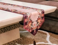 Groki Embroidery Cotton Table Runner for Party /Wedding 16*72 inch/ Home Decoration - Brown, Embroidery