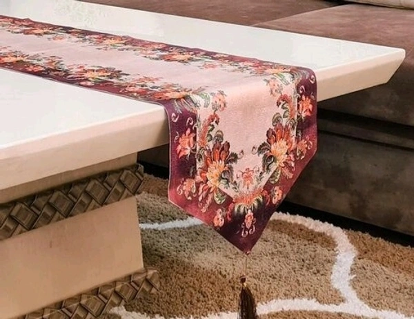 Groki Embroidery Cotton Table Runner for Party /Wedding 16*72 inch/ Home Decoration - Brown, Embroidery