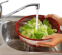 Apple Shape Fruits Bowl Basket with lid- Fly Proof Vegetable Strainer and Countertop Storage - Red