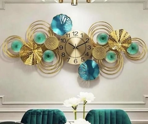 Lotus Metal Decorative Horizontal as well as Vertical Hanging Wall clock for Home/ Office / Bedroom - Free Size, Metal, Decorative, Pack of 1
