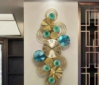 Lotus Metal Decorative Horizontal as well as Vertical Hanging Wall clock for Home/ Office / Bedroom - Free Size, Metal, Decorative, Pack of 1