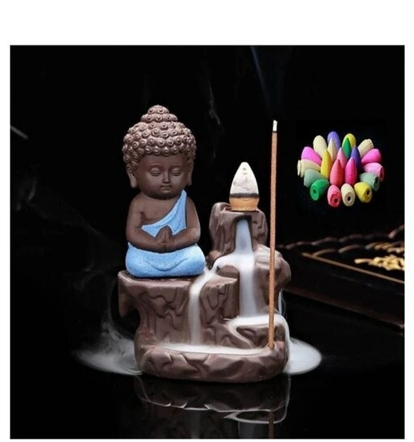 Lord Ganesha Sitting mediating beside waterfall With scented smoke incense perfect for Pooja house /House Warming Gift - Buddha