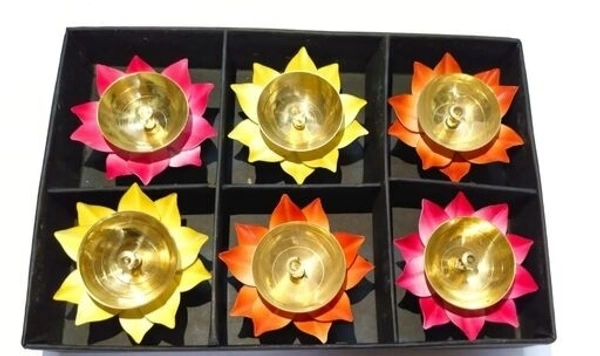 Colourful Akhand Jyoti Tea light Holder for Home Decoration Diwali / Festival/ Puja room Decor for Indoor and Outdoor (Pack of 6 )