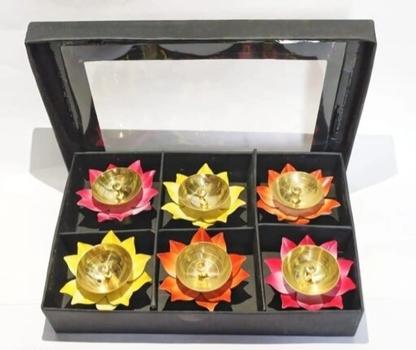 Colourful Akhand Jyoti Tea light Holder for Home Decoration Diwali / Festival/ Puja room Decor for Indoor and Outdoor (Pack of 6 )