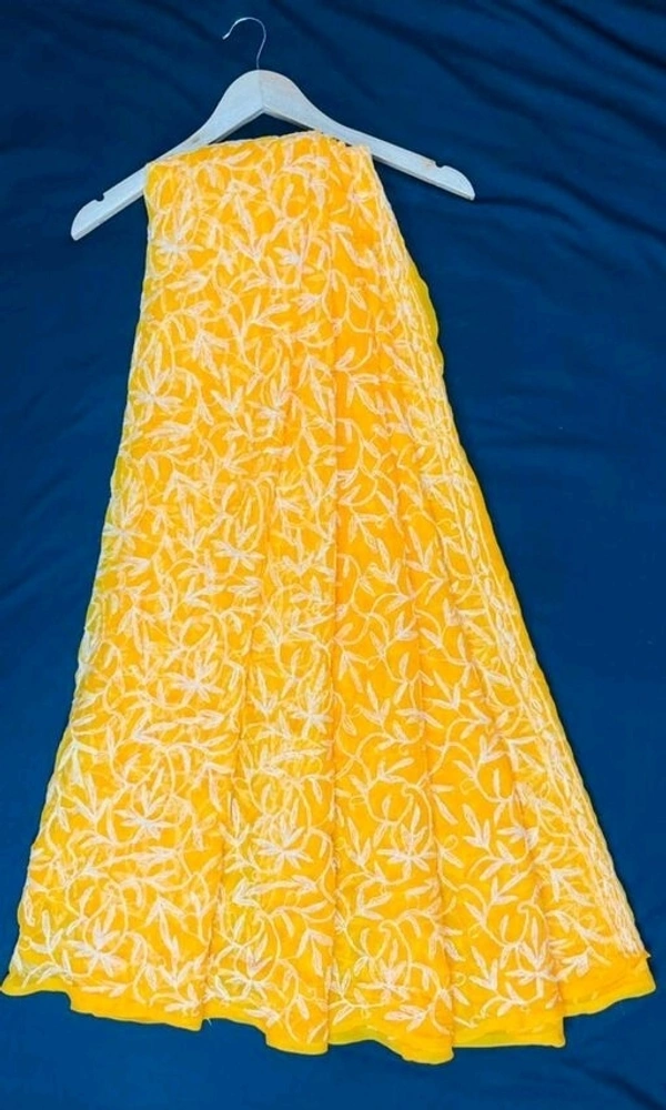 Afia Lucknowi Handmade Tepchi work Georgette lucknowi Saree - yellow
