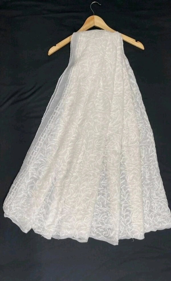 Afia Lucknowi Handmade Tepchi work Georgette lucknowi Saree - White